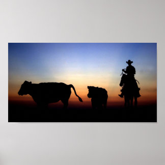 Sunset Cowboy Poster
