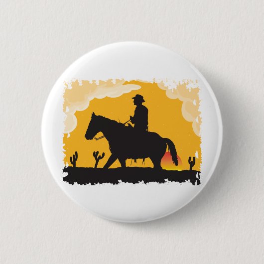 Sunset Cowboy Ronde Button 5,7 Cm (Voorkant)