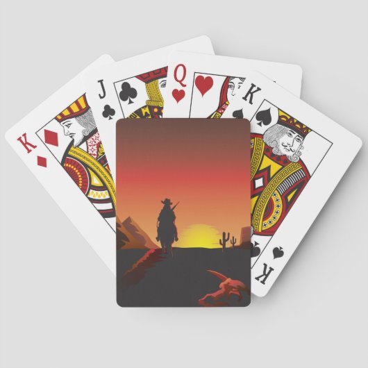 Sunset Cowboy-spelkaarten Pokerkaarten (Achterkant)