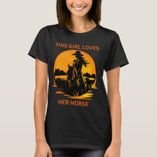 Sunset Cowgirl Paardenrenner Schattige Meisje Paar T-shirt