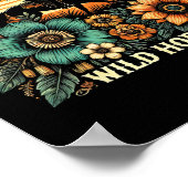 Sunset Cowgirl Rijdend Paard Wilde Bloemen - Wild Poster (Hoek)