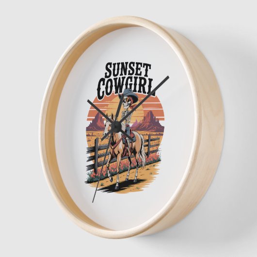 Sunset Cowgirl Skeleton Riding Horse (Hoek)