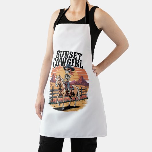 Sunset Cowgirl Skeleton Riding Horse Schort (Insitu)