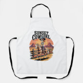 Sunset Cowgirl Skeleton Riding Horse Schort (Voorkant)