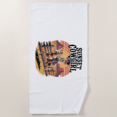 Sunset Cowgirl Skeleton Riding Horse Strandlaken (Voorkant)