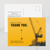 Sunset Crane Construction | Minimaal dank je Briefkaart (Voorkant / Achterkant)