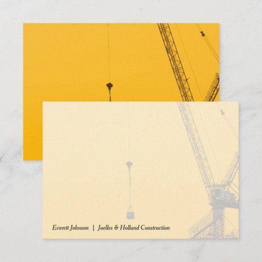 Sunset Crane minimaal | bouwnijverheid Notitiekaartje (Voorkant / Achterkant)