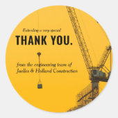 Sunset Crane | Minimale bouw Ronde Sticker (Voorkant)