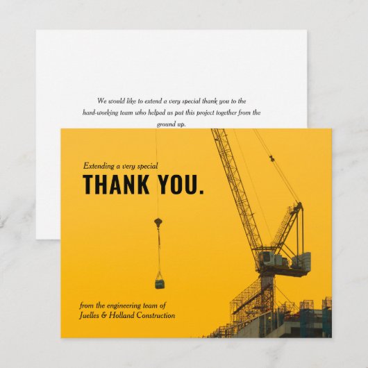 Sunset Crane | Minimale dank Bedankkaart (Voorkant / Achterkant)