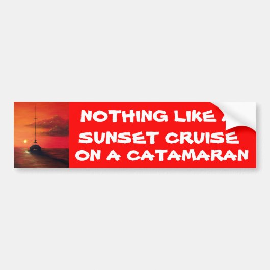 Sunset Cruise op Catamaran Bumpersticker (Voorkant)