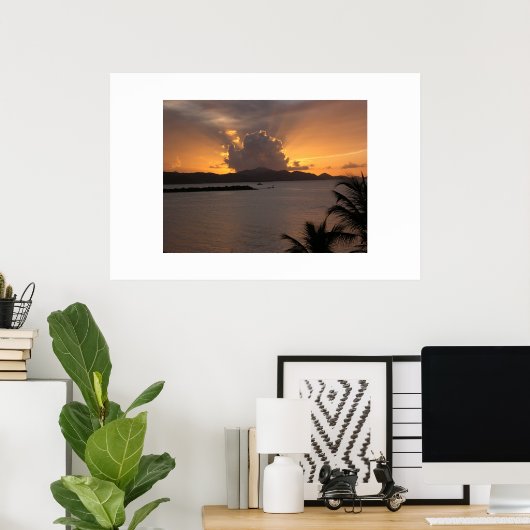 SUNSET CRUZ BAY POSTER (Thuiskantoor)