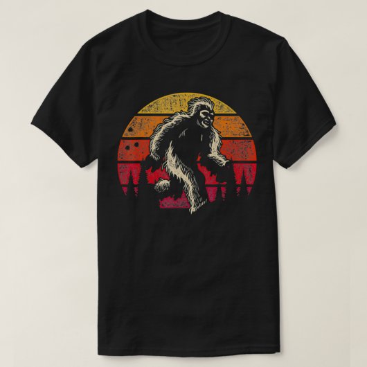 Sunset Cryptozoology Sasquatch Yeti Cryptid Retro T-shirt (Design voorkant)