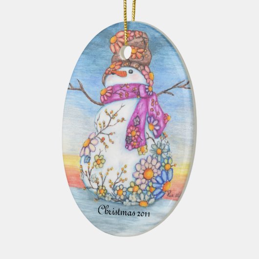 Sunset Daisy Snowman Keramisch Ornament (Links)