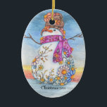 Sunset Daisy Snowman Keramisch Ornament<br><div class="desc">kunst door jane Purcell</div>
