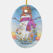 Sunset Daisy Snowman Keramisch Ornament (Voorkant)
