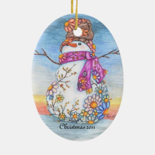 Sunset Daisy Snowman Keramisch Ornament (Achterkant)