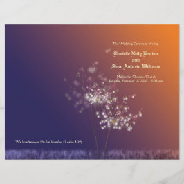 Sunset Dandelions Bi Fold Wedding Programme