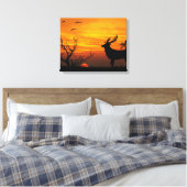 Sunset Deer Canvas Afdruk (Insitu (Slaapkamer))