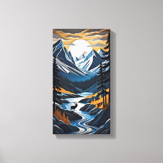 Sunset Deer Canvas Muurkunst Afdruk (Voorkant)