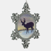 Sunset Deer in de sneeuw Tin Sneeuwvlok Ornament (Links)