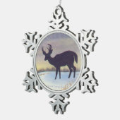 Sunset Deer in de sneeuw Tin Sneeuwvlok Ornament (Rechts)
