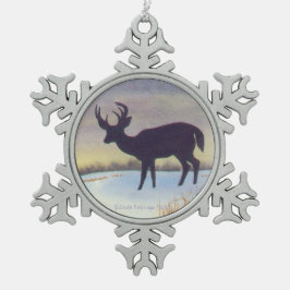 Sunset Deer in de sneeuw Tin Sneeuwvlok Ornament