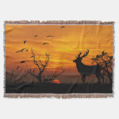 Sunset Deer Silhouette Deken (Voorkant)