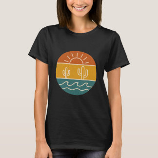 Sunset Desert Cactus Illustratie T-shirt