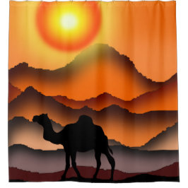 Sunset Desert Camel douchegordijn