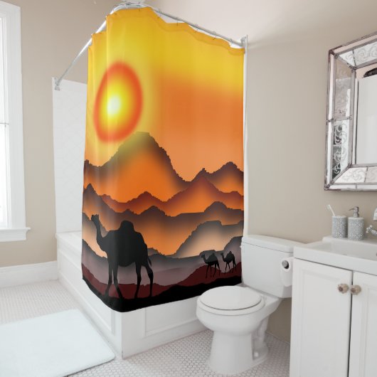 Sunset Desert Camel douchegordijn (In situ)
