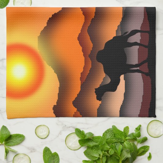 Sunset Desert Camel keukenhanddoek (Gevouwen)