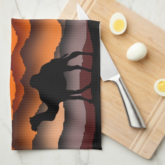 Sunset Desert Camel keukenhanddoek (Quarter Fold)