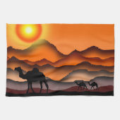 Sunset Desert Camel keukenhanddoek (Horizontaal)