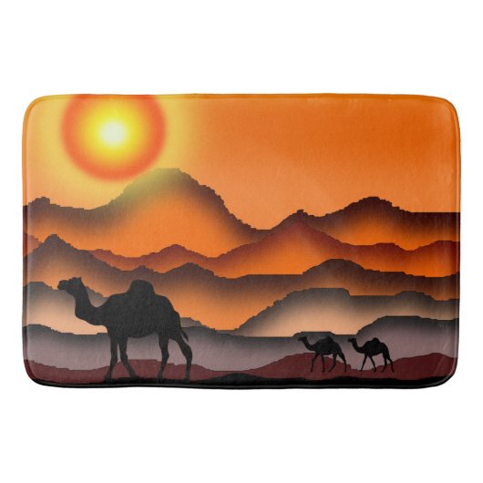Sunset Desert Camels Bath Mat (Voorkant)