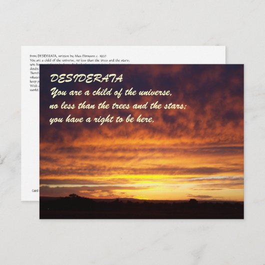 Sunset DESIDERATA Briefkaart (Voorkant / Achterkant)