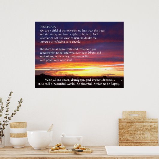 Sunset DESIDERATA Poster (Keuken)