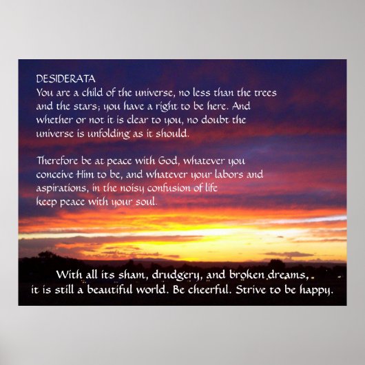Sunset DESIDERATA Poster (Voorkant)
