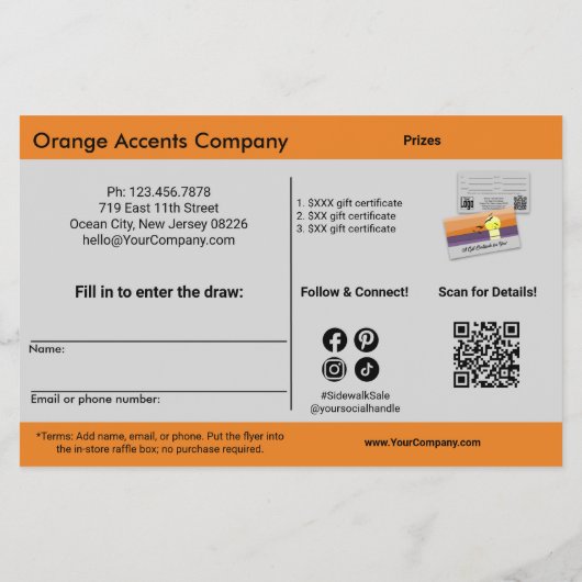 Sunset Design · Dubbelzijdige zomer · Raffle Promo Flyer (Achterkant)