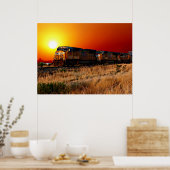Sunset Diesel Locomotive Train 32"x24" Poster (Keuken)