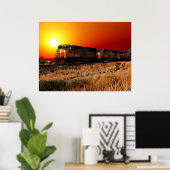 Sunset Diesel Locomotive Train 32"x24" Poster (Thuiskantoor)