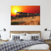 Sunset Diesel Locomotive Train 60 x 40 inch groot Canvas Afdruk (Insitu (Slaapkamer))