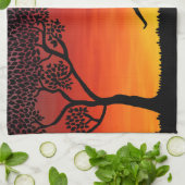 Sunset Dinosaur Scene Kitchen Towel Theedoek (Gevouwen)