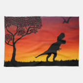 Sunset Dinosaur Scene Kitchen Towel Theedoek (Horizontaal)