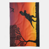 Sunset Dinosaur Scene Kitchen Towel Theedoek (Verticaal)