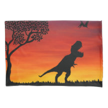 Sunset Dinosaur Scene Pillowcase