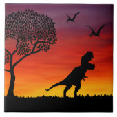Sunset Dinosaur Scene Tegeltje (Voorkant)