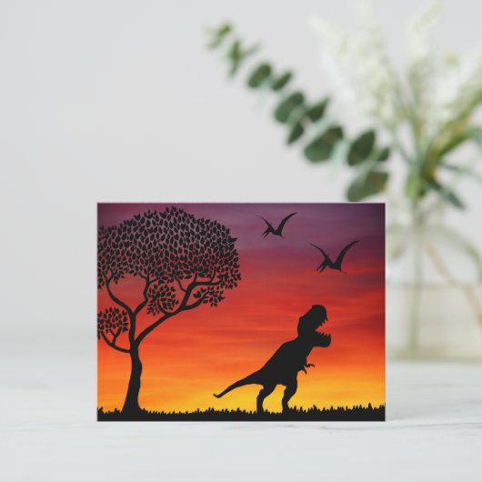 Sunset Dinosaurs Briefkaart (Staand voorkant)