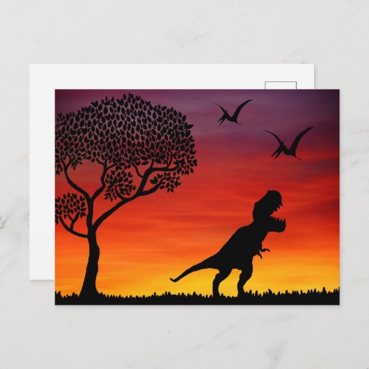 Sunset Dinosaurs Briefkaart (Voorkant / Achterkant)