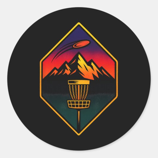Sunset Disc Golf - Bergen Sket Bomen Ronde Sticker (Voorkant)