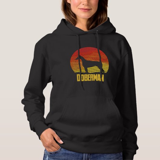 Sunset Doberman Cool Sunshine Dog Silhouette of A Hoodie (Voorkant)